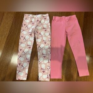 Pink Snowman Print Kids Leggings